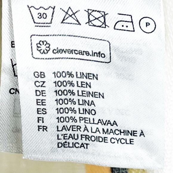 H&M 100% Linen High Low Shirt Dress - Orange White Stripe, Size 14 - Picture 5 of 7